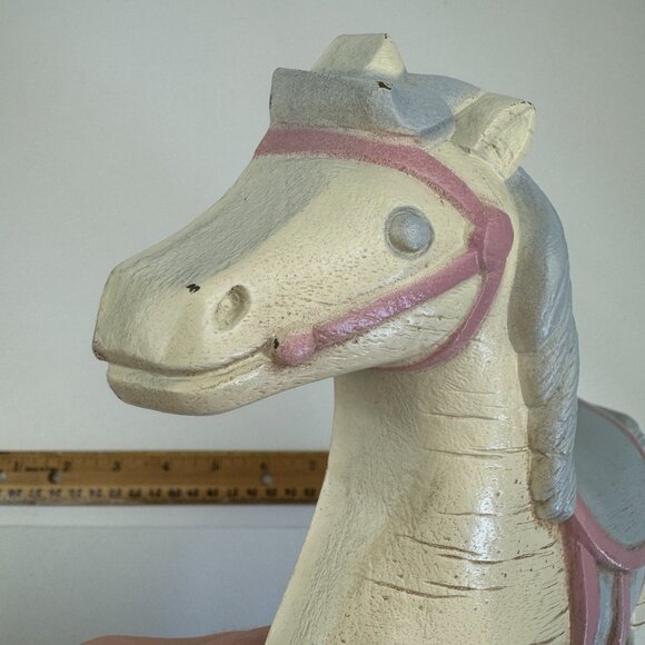 Vtg 80/90 Rocking Horse Burwood Productions Wall Decor Resin Plastic Pink Purple - Picture 9 of 13